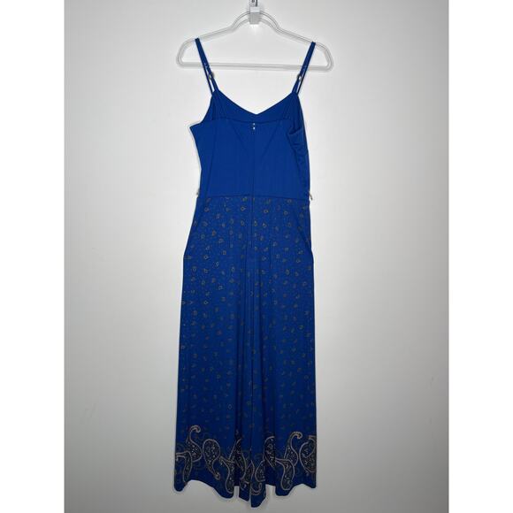 1970s Alfred Shaheen Blue Paisley Jumpsuit Set w Fringe Shawl medium - Picture 10 of 14